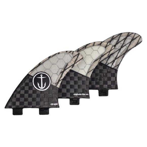 Captain Fin CF Quickness Twin Tab Thruster Surfboard 3 Fin Set FCS Black Small - Picture 3 of 9